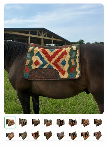 Handcrafted Geometric Design Saddle Pad in Bold Colors 28x35 inches