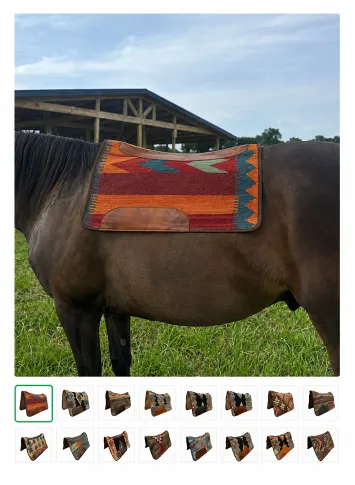 Handcrafted Western Tribal Saddle Pad with Dynamic Colors 28x35 inches