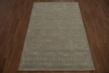 Stylish Textured Pattern Trellis Modern Rug 4x6 in Neutral Shades