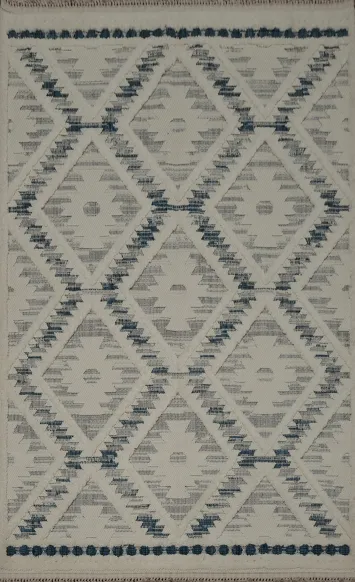 Diamond and Lattice Geometric Patterned Modern Turkish Area Rug 5x8