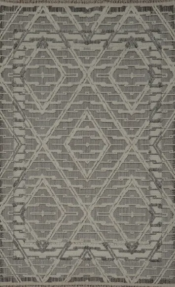 Sleek Modern Turkish Area Rug 5x8 with Intriguing Diamond Motifs