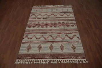 Rustic Modern Turkish Area Rug 5x8 with Intricate Geometric Design