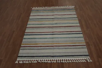 Dynamic Striped Modern Turkish Area Rug 5x8 for Contemporary Interiors