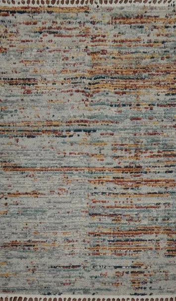 Modern Turkish Area Rug 5x8 in Neutral and Warm Tones