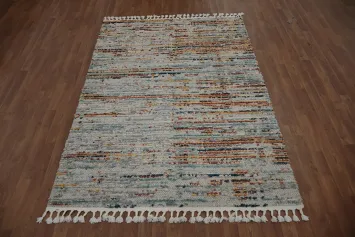Modern Turkish Area Rug 5x8 in Neutral and Warm Tones