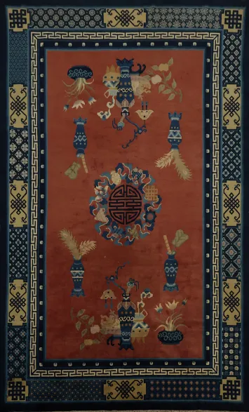 Antique Vegetable Dye Art Deco Chinese Area Rug 6x9