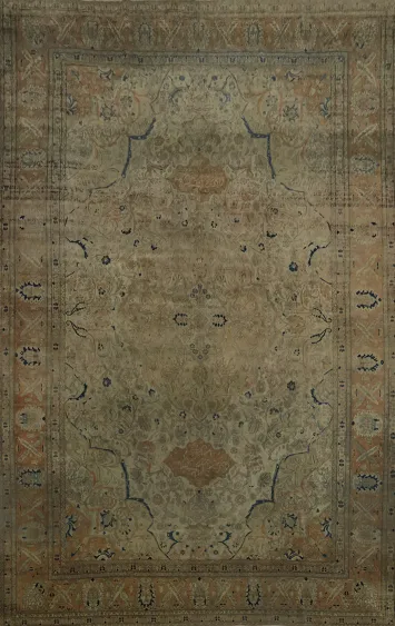 Pre-1900 Antique Kashan Mohtasham Vegetable Dye Persian Rug 12x17