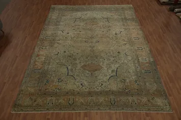 Pre-1900 Antique Kashan Mohtasham Vegetable Dye Persian Rug 12x17