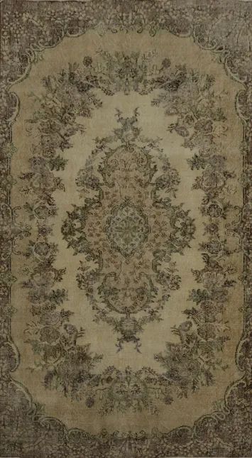 Distressed Anatolian Turkish Area Rug 5x8 with Ornate Floral Motifs