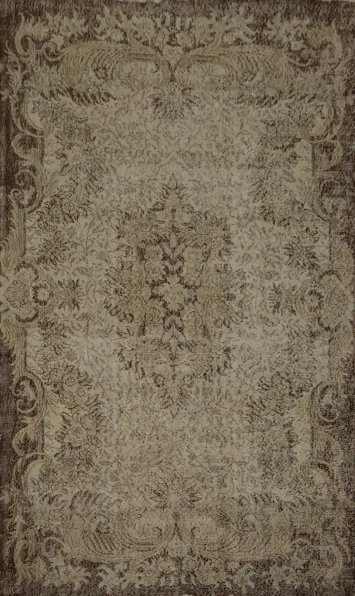 Vintage Anatolian Area Rug 6x9 with Ornate Decorative Borders