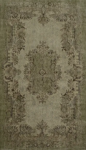 Chic Green Anatolian Turkish Area Rug 6x9 for Classic Interiors