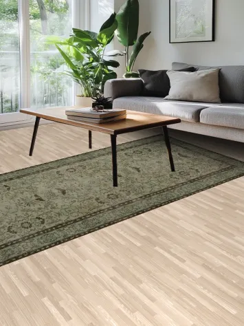 Timeless Floral Anatolian Area Rug 5x9 with Cool Mint Hues