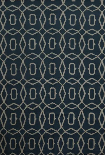 Stylish Navy Moroccan Area Rug 8x10 with Eye-Catching Geometric Motif