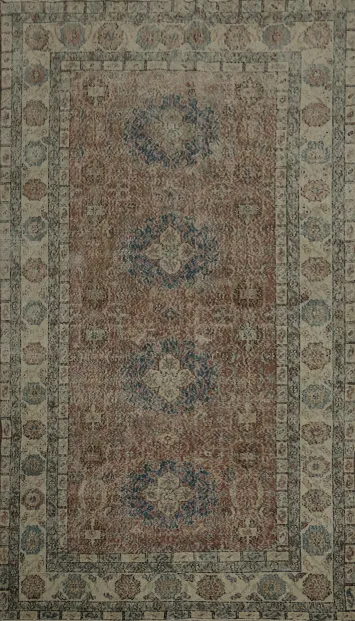 Handcrafted Anatolian Area Rug 6x10 with Charming Distressed