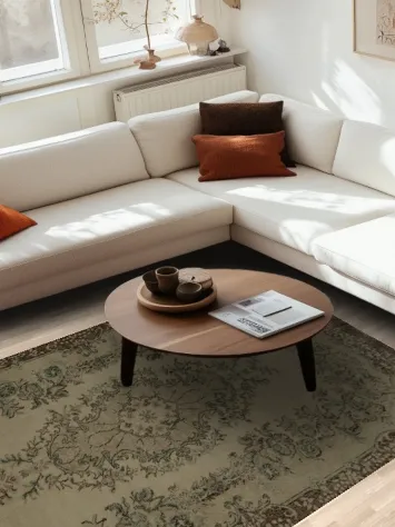 Classic Distressed Anatolian Area Rug 6x9 with Floral Motifs