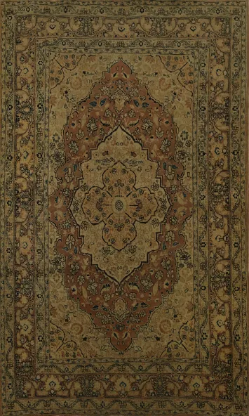 Pre-1900 Antique Vegetable Dye Tabriz Haj Jalili Persian Rug 4x6