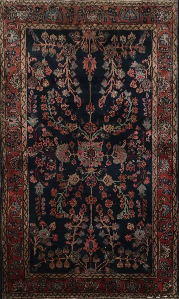Luxurious Antique Sarouk Persian Rug 3x5 Featuring Floral Patterns