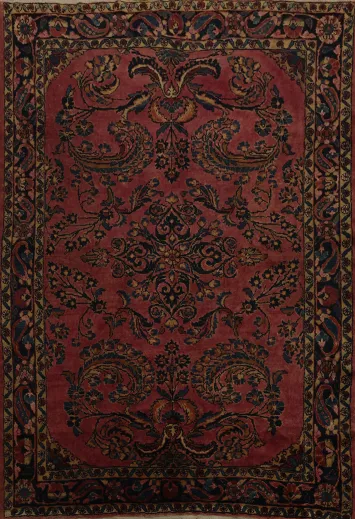 Antique Vegetable Dye Lilian Persian Rug 5x6 with Timeless Floral Artwork
