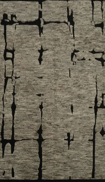 Moroccan Area Rug 5x8 with Bold Black Accents and Neutral Tones