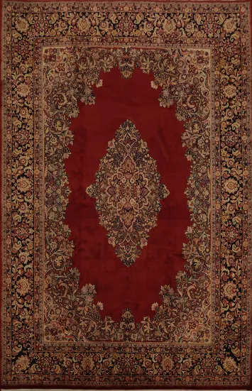 Pre-1900 Antique Mahal Vegetable Dye Persian Large Rug 10x14