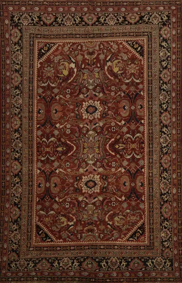 Pre-1900 Antique Mahal Vegetable Dye Persian Rug 9x12