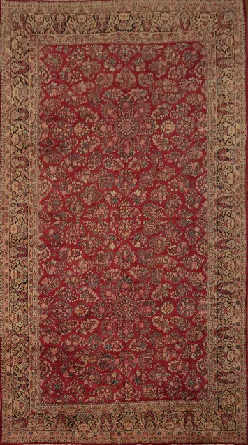 Antique Vegetable Dye Sarouk Persian Large Rug 11x18