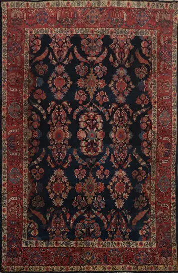 Pre-1900 Vegetable Dye Sultanabad Persian Area Rug 9x13