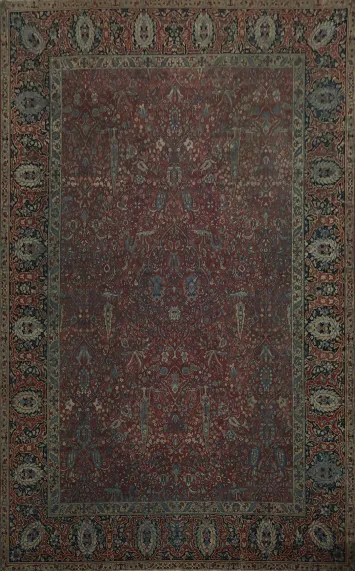 Pre-1900 Antique Tabriz Vegetable Dye Persian Large Rug 13x18