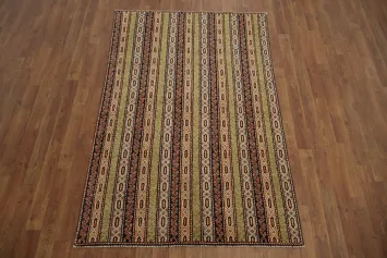 Bold Striped Kazak Rug 4x6 in Warm Tones for a Sophisticated Look