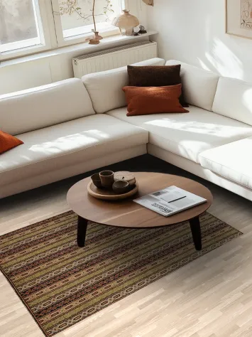 Bold Striped Kazak Rug 4x6 in Warm Tones for a Sophisticated Look