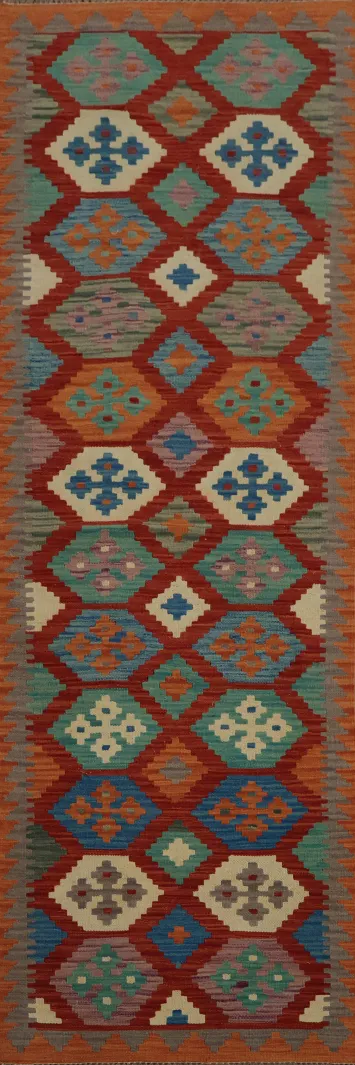 Bold and Artistic Kilim Runner Rug 2x9 with Eye-Catching Patterns