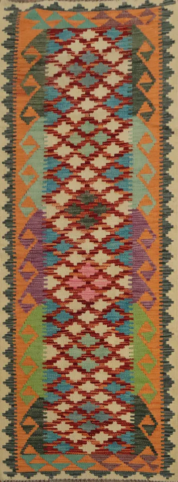 Bold Colors and Patterns Kilim Runner Rug 2x7 Elevate Your Floor Style