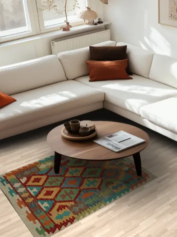 Eclectic Geometric Boho Kilim Rug 4x5 to Elevate Home Décor