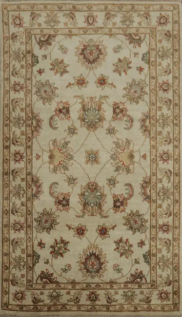 Handcrafted Peshawar Vegetable Dye Rug 3x5 with Detailed Artistic Motifs