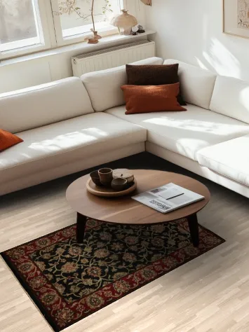 Sophisticated Ornate Floral Agra Oriental Rug 3x5 in Rich Red and Black