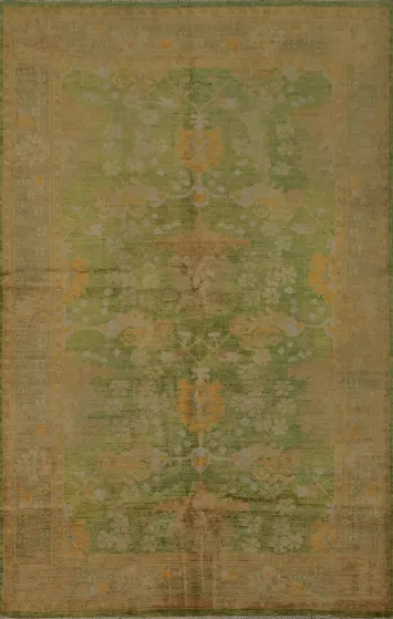 Artisan Crafted Green Oushak Area Rug 6x8 with Timeless Design