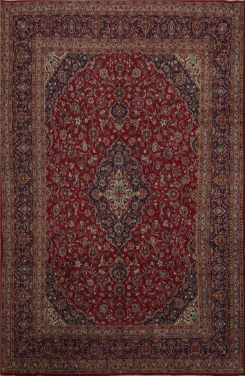 Classic Mashad Persian Area Rug 10x13 with Floral Patterns