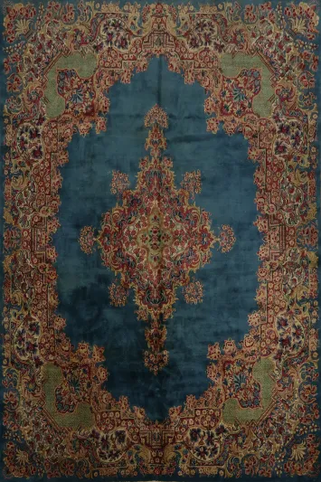 Vintage Elegance: Luxurious Blue Kerman Persian Area Rug 8x10