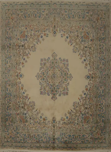Kerman Persian Area Rug 8x8 with Traditional Mid-Century Design
