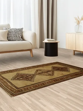 Classic Gabbeh Turkish Rug 3x5 with Distinctive Geometric Elegance