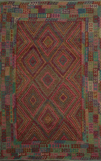Stunning Geometric Design Kilim Oriental Area Rug 10x13