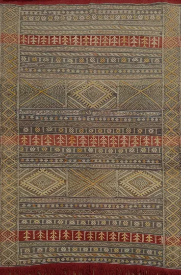 Sophisticated Bohemian Moroccan Rug 4x5 in Earthy Tones