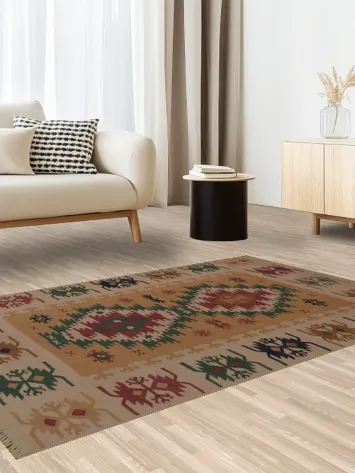 Warm and Cozy Handwoven Kilim Persian Rug 4x6 Tribal Designs