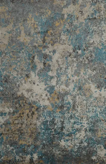 Contemporary Turkish Area Rug 8x10 with Mixed Blue and Earthy Tones