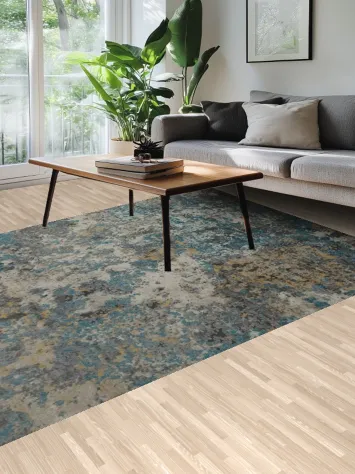 Contemporary Turkish Area Rug 8x10 with Mixed Blue and Earthy Tones