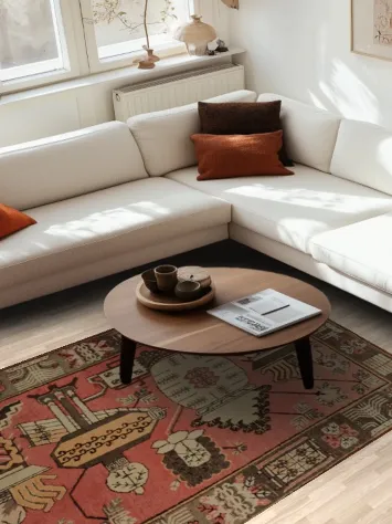 Cultural Artistic Displayed on Khotan Vegetable Dye Area Rug 5x9