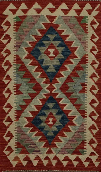Authentic Tribal Kilim Oriental Rug 2x3 with Geometric Shapes