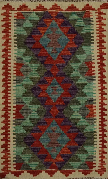Authentic Tribal Kilim Oriental Rug 2x3 for a Boho Chic Look
