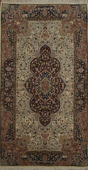 Sophisticated Qum Vegetable Dye Rug 3x6 for Home Decor