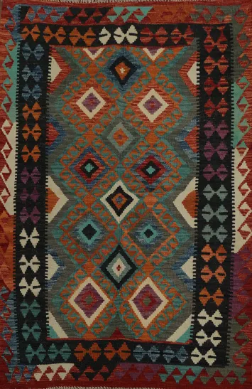 Dynamic Style Bold Patterns Rustic Kilim Oriental Rug 4x5